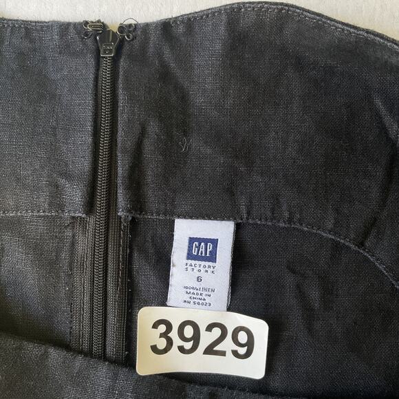 GAP Women Midi Dress Size 6 Black Cotton Linen Sheath Sleeveless Square Neck - Picture 2 of 10